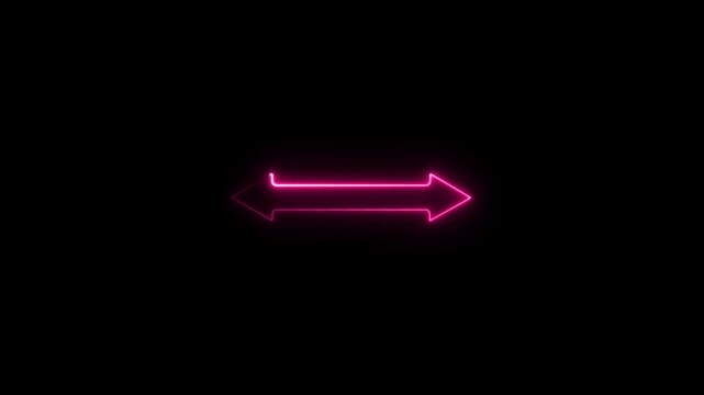 vibrant blue neon glowing bidirectional arrow icon animation with electric light effect for digital interface navigation and futuristic motion graphics on transparent background alpha channel