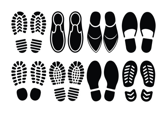 Collection of Shoe Prints and Silhouettes, Footwear