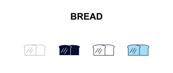 Obraz premium bread multi-style outline icon set - farming and gardening concept. Thin line, regular, filled, colored bread icon