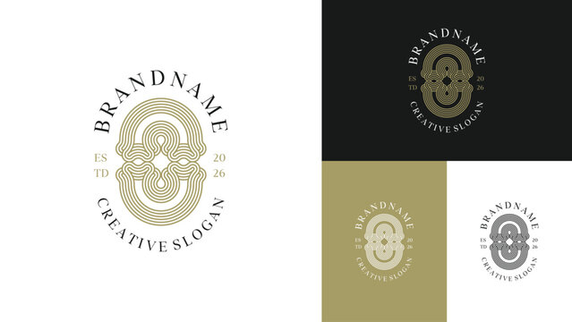 Luxury ornamental oval line art logo design for premium brand identity, jewelry, or boutique Vector Illustration