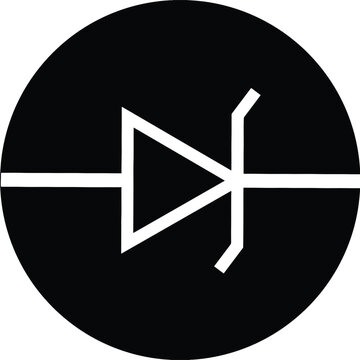 Zener diode forward biased in circle solid icon vector