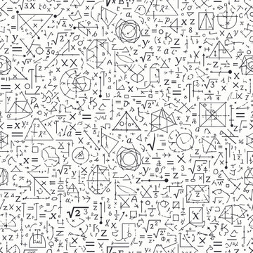 Complex Math Formulas and Symbols Seamless Pattern - Education and Science Background
