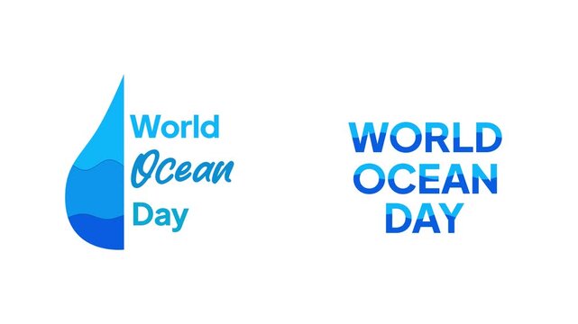 World Ocean Day Text Banner video.World Ocean day Icon concept. Full length Icon animation illustration. High quality&nbsp;4k&nbsp;footage