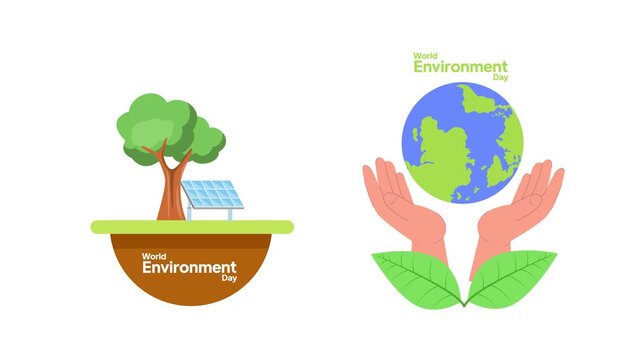 Hands Holding Earth With Green Leaves.World Environment day Icon concept. Full length Icon animation illustration. High quality&nbsp;4k&nbsp;footage