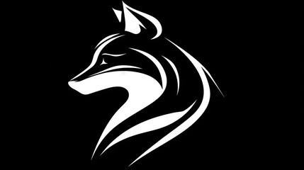 Fototapeta premium Stylized Fox Logo in Black and White