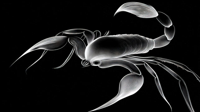 Detailed Illustration of a Scorpius on Black Background