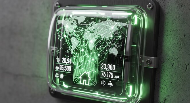 Digital display with global network and data visualization