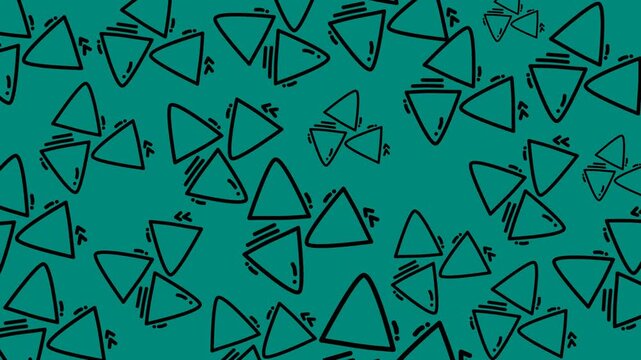 Playful Triangular Doodle Pattern with Hand-Drawn Style over Green Background