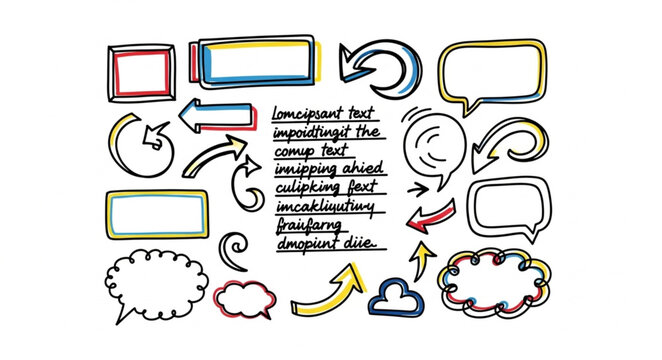 Hand Drawn Speech Bubbles Arrows and Shapes Collection.