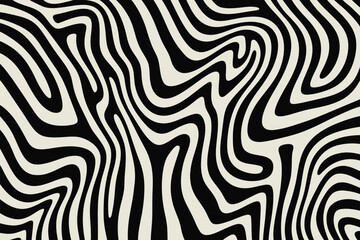 Obraz premium Abstract Black and White Wavy Stripe Pattern