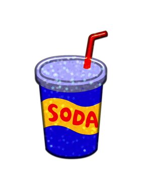 Sparkling blue soda drink with a red straw