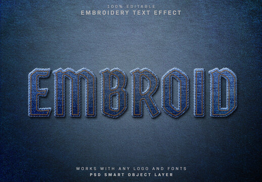 Denim Embroidery Text Effect Mockup