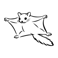 Logotipo con dibujo minimalista con líneas de una ardilla voladora © teracreonte