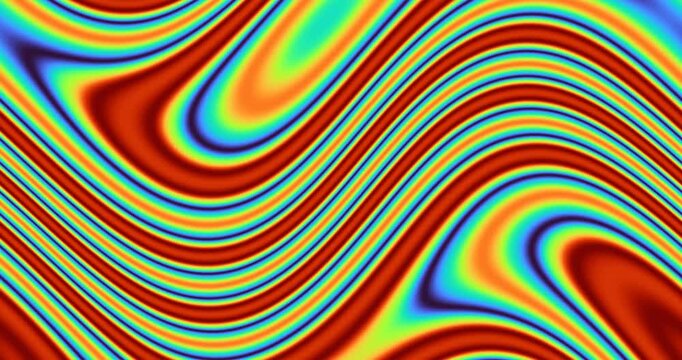 Vibrant psychedelic abstract background featuring fluid rainbow wave patterns with smooth gradient distortion, perfect for music visuals, posters, digital art, and modern design projects.