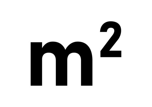S&iacute;mbolo de unidad de medida de metro cuadrado en color negro