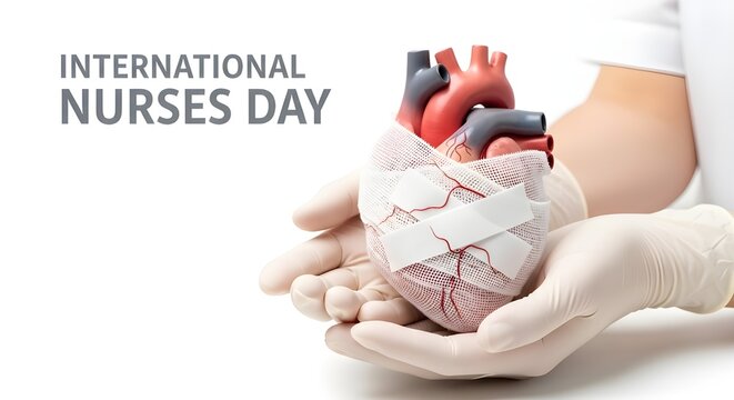 A medical professional celebrating International Nurses Day with a symbolic heart model