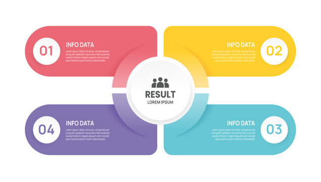 Business infographic template for presentation. Timeline element with 4 circle label options. Vector illustration layout.