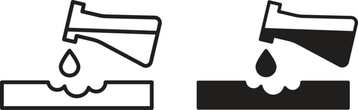 Corrosive substance icon collection. Minimal icon and symbol