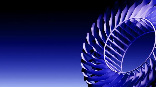 Rotating turbine fan blades on gradient background