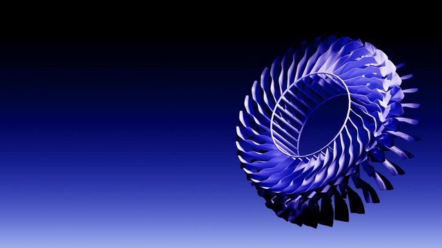 Rotating turbine rotor ring on gradient background 3d render
