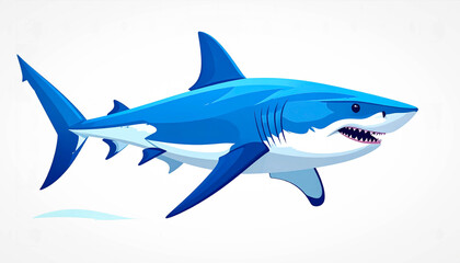 Fototapeta premium Colorful shark illustration in flat vector style, sleek design isolated on a clean white background.