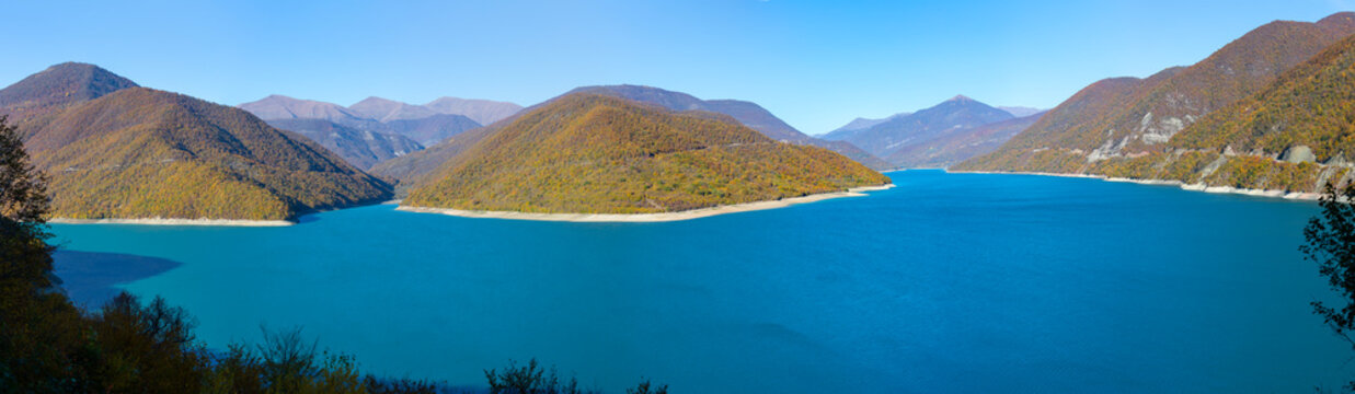 Zhinvali Reservoir is an artificial lake located on Aragvi River in mountains