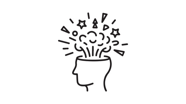 Creative Idea Generation Concept Vector With Human Head And Innovation Symbols