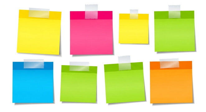 Colorful sticky note pads.