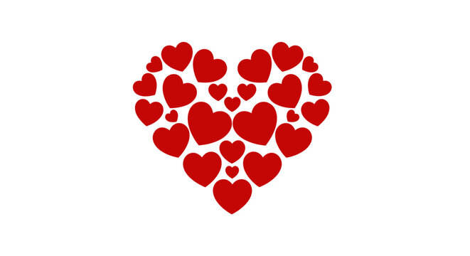 Heart Shape Composition with Red Hearts for Love and Romance