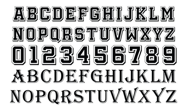 Collegiate Varsity and Vintage Serif Alphabet Vector Set for Sports Branding and Apparel Design