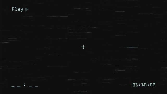 Vintage VHS Playback Overlay with Static Glitch and Timecode Display, CRT Noise Texture with Retro Television Distortion Effect 4K