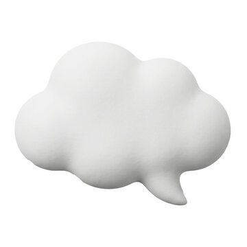 White 3D speech bubble or thought cloud icon