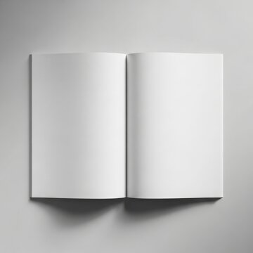 Open blank book on gray background