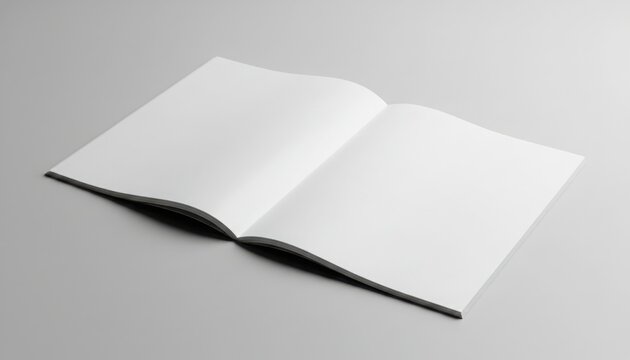 Open book with blank white pages on gray background