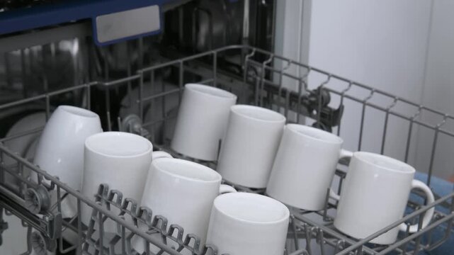 hands loading dirty dishes into the dishwasher
