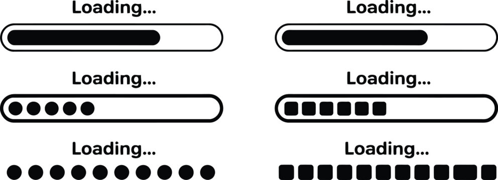 Loading screen indicators a collection of progress bars and circular loaders