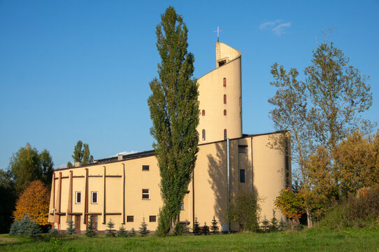 Parish of Saint Stanislaus the Bishop and Martyr (Parafia świętego Stanisława Biskupa i Męczennika), church was built between 1981 and 1987. Sosnowiec, Poland.