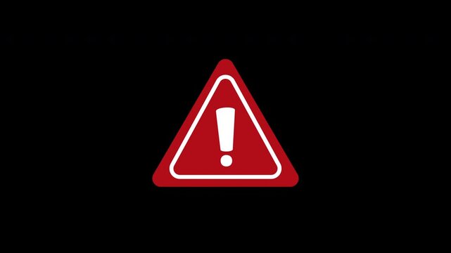 Critical warning red alert icon animation with exclamation mark