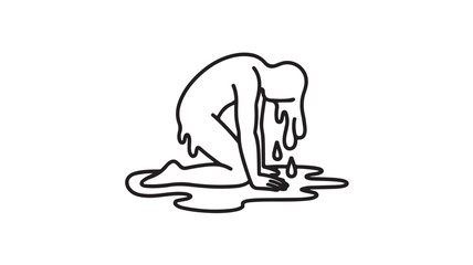 Obraz premium Melting Person Character Vector Depicting Burnout Stress and Emotional Dissolution
