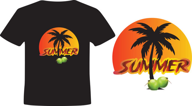 t shirt design with coconut trees