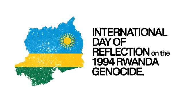 International Day of Reflection on the 1994 Genocide against the Tutsi in Rwanda poster design. United nations day, Vector, illustration. Rwanda map in blue, yellow and Green color.