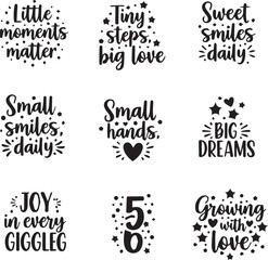 Obraz premium Small Moments Happiness Typography Bundle, Joy Life Inspirational Lettering Designs