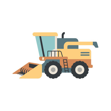 Modern Combine Harvester Machine, Agricultural Vehicle Illustration