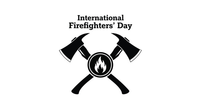 International Firefighters' Day logo with crossed axes and flame emblem