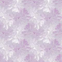 ethereal mauve chicory daydream - hand-sketched violet wildflower pattern for organic skincare, botanical wedding stationery, soft home linens and boutique tea packaging © MarhaRyta