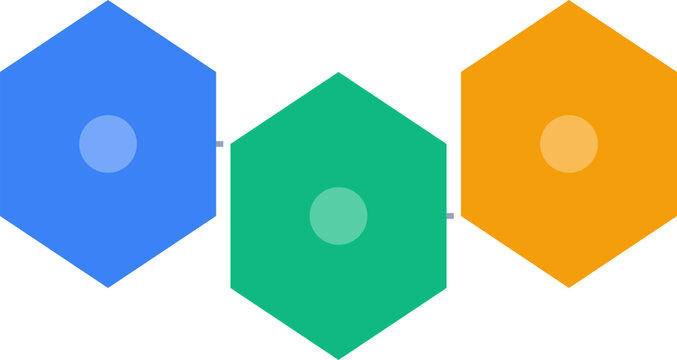 3 Steps Hexagonal Infographic Process Template