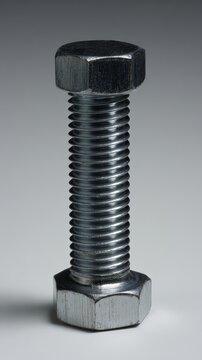 Metal bolt with threaded shaft and hexagonal head for mechanical applications