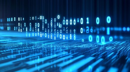 Fototapeta premium Illuminated Streams of Data Flowing Through a Matrix of Bright Glowing Digits and Numbers