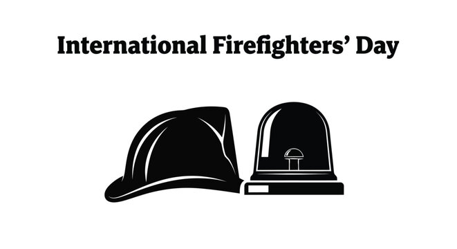 International Firefighters' Day vector graphic illustration with firefighter helmet and emergency light