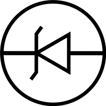 Zener diode reverse biased circuit icon in circle solid style